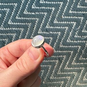 Elegant Silver Moonstone Ring Size 9